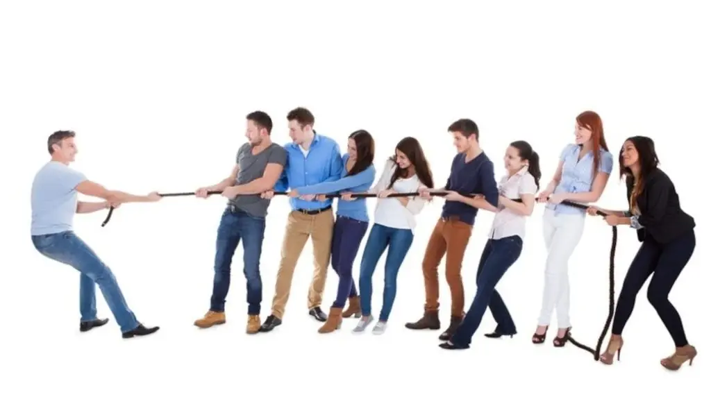 Group Of People Having A Tug Of War